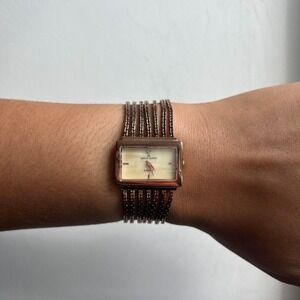 ROSE GOLD ANNE KLEIN RECTANGULAR FACE WATCH